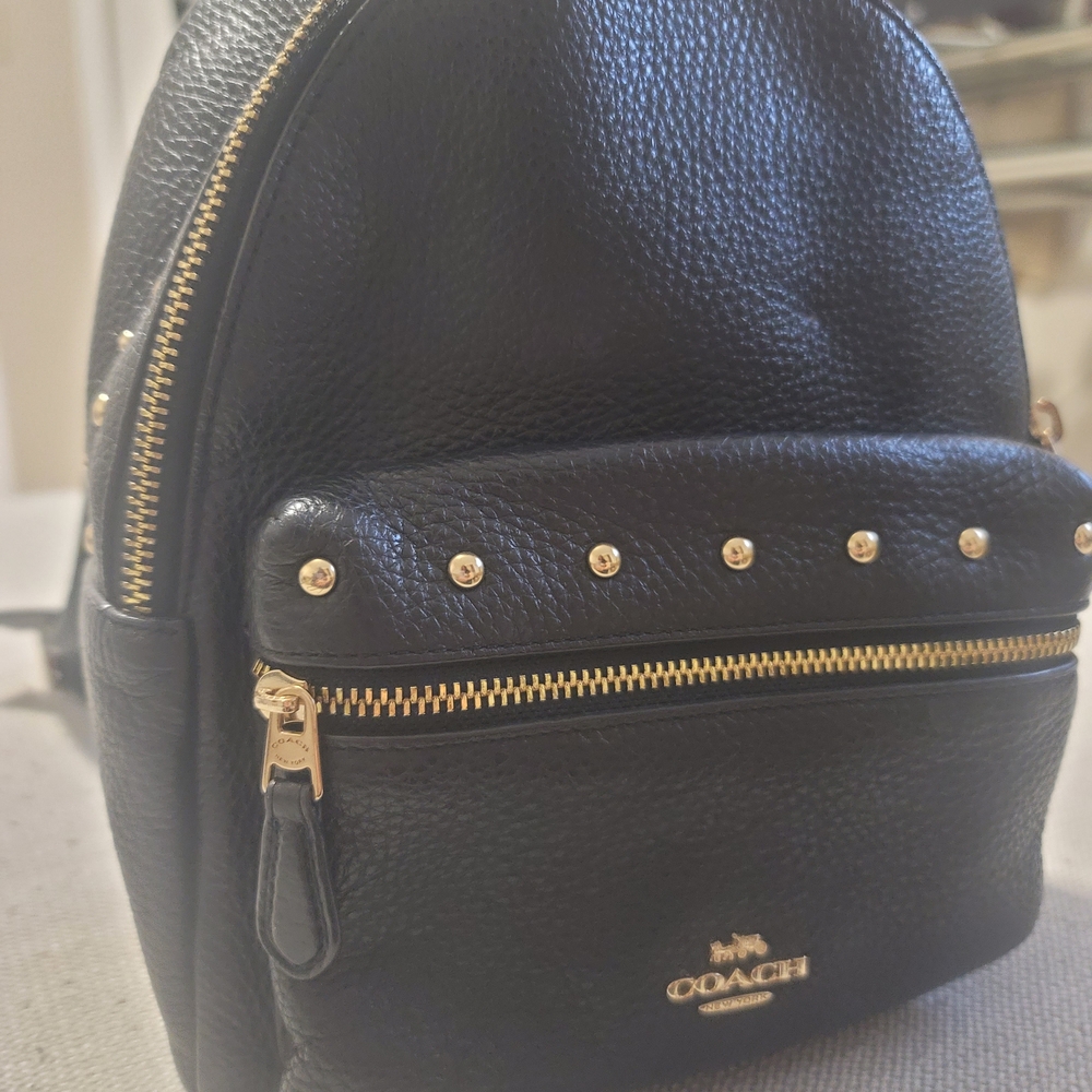 Coach Black Leather Backpack
